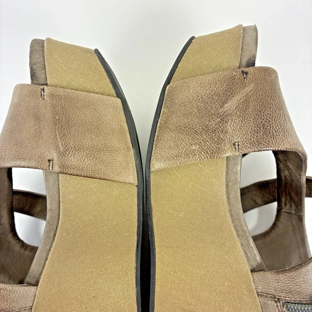 Antelope H43 Kaya Women's Metallic Taupe Leather Wedge Sandal EU 37 US 6.5